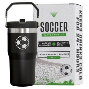 Stainless Steel Soccer Water Bottle - 20oz Tumbler