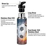 Kids Soccer Water Bottle with Straw - 20 oz