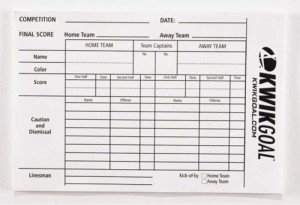 Kwik Goal White Referee Score Sheets