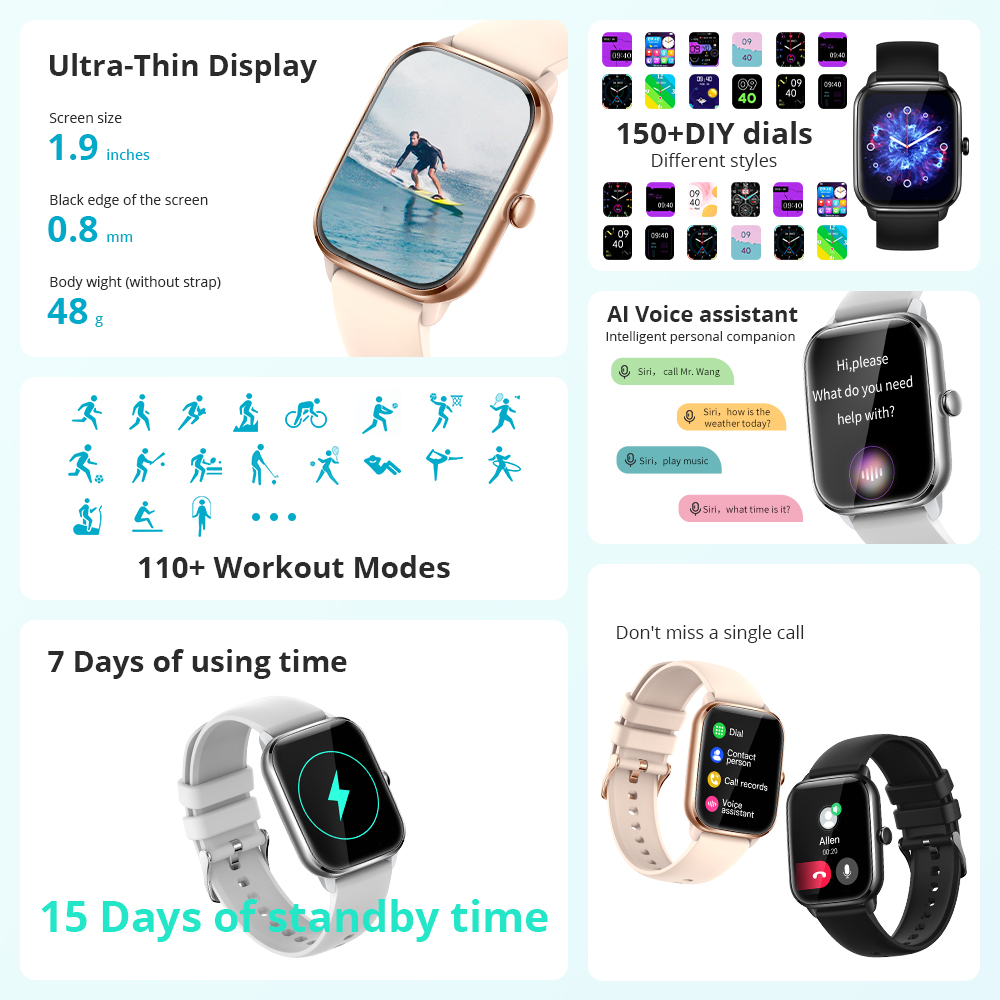 COLMI C61 Smartwatch - 1.9" Full Screen Bluetooth Fitness Tracker
