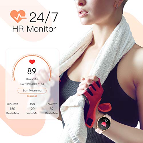 AGPTEK Waterproof Smartwatch with Health Tracking - Pink