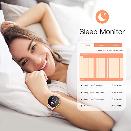 AGPTEK Waterproof Smartwatch with Health Tracking - Pink