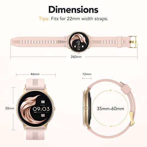 AGPTEK Waterproof Smartwatch with Health Tracking - Pink
