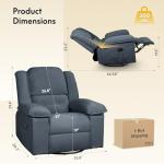 Softa Swivel Rocker Recliner Chair for Adults with Massage & Heat, 360° Swivel Manual Glider Recliner with Side Pocket, Compact Living Room Apartment Reclining Chair (Blue-Grey)