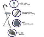 EHVYBDX Folding Massage Cane Seat Crutch Chair, Non-Slip, Lightweight Tripod Walking Stick and Seat, Elderly Disability Medical Aid 3 Legs Crutch Stool Innovate