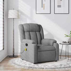 WEHUOSIF Massage Recliner Chair Light Gray Fabric Bedroom 6-Point Vibration Adjustable Armrests Manual Reclining Breathable Polyester Compact Design for Living Room