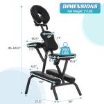 RROCOSIA Portable Massage Chair with Carrying Bag, Foldable & Adjustable Massage Tattoo Chair with High-Density Cushion Design, Lightweight 21LBS for Spa,Acupuncture,Tattos(Black)