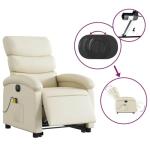 ZQQLVOO Electric Stand Up Massage Recliner Chair Cream Faux Leather with Remote Control, Adjustable Settings and Smart Storage for Home Theater Relaxation