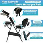 RROCOSIA Portable Massage Chair with Carrying Bag, Foldable & Adjustable Massage Tattoo Chair with High-Density Cushion Design, Lightweight 21LBS for Spa,Acupuncture,Tattos(Black)