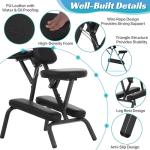 RROCOSIA Portable Massage Chair with Carrying Bag, Foldable & Adjustable Massage Tattoo Chair with High-Density Cushion Design, Lightweight 21LBS for Spa,Acupuncture,Tattos(Black)