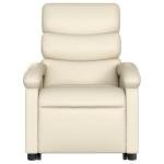 ZQQLVOO Electric Stand Up Massage Recliner Chair Cream Faux Leather with Remote Control, Adjustable Settings and Smart Storage for Home Theater Relaxation