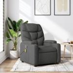 Wicterencia Massage Recliner Chair Dark Grey Fabric Polyester with Adjustable Reclining, USB Plug Massage Armchair for Living Room Bedroom Accent, Compact Lounge Chair for Reading and Relaxation