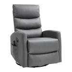 PELUMY 360° Swivel Rocker Recliner with Heat & Vibration Massage, Glider Rocking Chair for Adults, Compact Recliner for Living Room, Small Spaces, Nursery, Bedroom (Breathable Leather, Grey)