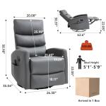 PELUMY 360° Swivel Rocker Recliner with Heat & Vibration Massage, Glider Rocking Chair for Adults, Compact Recliner for Living Room, Small Spaces, Nursery, Bedroom (Breathable Leather, Grey)