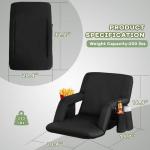 Stadium Seats for Bleachers-3 Heat Settings Backrest&Seat Cushion with Support, Portable Folding Stadium Chair with 6 Reclining, Storage Cup Holder for Football Games/Camping/Concerts (Heated, Black)