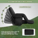 Stadium Seats for Bleachers-3 Heat Settings Backrest&Seat Cushion with Support, Portable Folding Stadium Chair with 6 Reclining, Storage Cup Holder for Football Games/Camping/Concerts (Heated, Black)