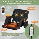 Stadium Seats for Bleachers-3 Heat Settings Backrest&Seat Cushion with Support, Portable Folding Stadium Chair with 6 Reclining, Storage Cup Holder for Football Games/Camping/Concerts (Heated, Black)