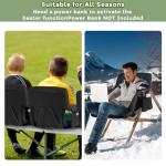 Stadium Seats for Bleachers-3 Heat Settings Backrest&Seat Cushion with Support, Portable Folding Stadium Chair with 6 Reclining, Storage Cup Holder for Football Games/Camping/Concerts (Heated, Black)