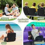 Stadium Seats for Bleachers-3 Heat Settings Backrest&Seat Cushion with Support, Portable Folding Stadium Chair with 6 Reclining, Storage Cup Holder for Football Games/Camping/Concerts (Heated, Black)