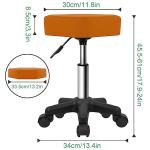 FURWOO Hexagon Rolling Stool Height Adjustable Stool with Wheels for Spa Salon Massage Pale Brown