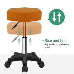 FURWOO Hexagon Rolling Stool Height Adjustable Stool with Wheels for Spa Salon Massage Pale Brown