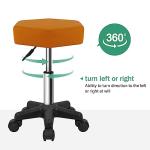 FURWOO Hexagon Rolling Stool Height Adjustable Stool with Wheels for Spa Salon Massage Pale Brown