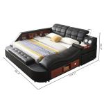 Gahowlen Luxury Multifunction Queen Bed Frame, Modern Smart Platform Bed with Massage Recliner/Music Speaker/USB Port/Storage Drawers/Adjustable Headboard, No Box Spring Needed, Black