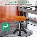 FURWOO Hexagon Rolling Stool Height Adjustable Stool with Wheels for Spa Salon Massage Pale Brown