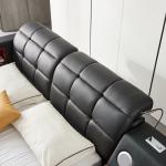 Gahowlen Luxury Multifunction Queen Bed Frame, Modern Smart Platform Bed with Massage Recliner/Music Speaker/USB Port/Storage Drawers/Adjustable Headboard, No Box Spring Needed, Black