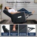 3D Kneading Massage Lift Recliner Chair - Blue