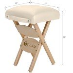 Earthlite Wooden Folding Stool - Maple, Vanilla Crème