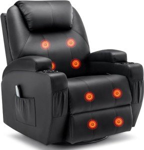 Korser 360° Swivel Recliner with Massage & Heat
