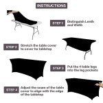 Stretch Black Table Covers for Events - 2 Pack