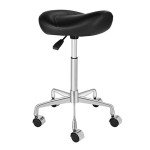 Kaleurrier Adjustable Swivel Saddle Stool - Black