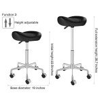 Kaleurrier Adjustable Swivel Saddle Stool - Black