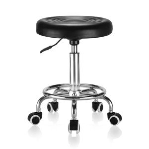 Adjustable Rolling Stool with Footrest for Massage