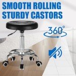 Adjustable Rolling Stool with Footrest for Massage
