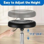 Adjustable Rolling Stool with Footrest for Massage
