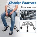 Adjustable Rolling Stool with Footrest for Massage