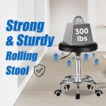 Adjustable Rolling Stool with Footrest for Massage