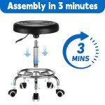 Adjustable Rolling Stool with Footrest for Massage