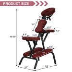 Portable Height Adjustable Massage Spa Chair - Burgundy