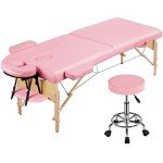 Yaheetech 28" Portable Massage Table with Stool
