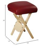 Lightweight Folding Wooden Massage Stool - Burgundy