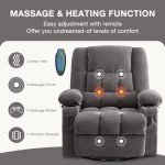 BOSMILLER Swivel Rocker Recliner with Massage & Heat