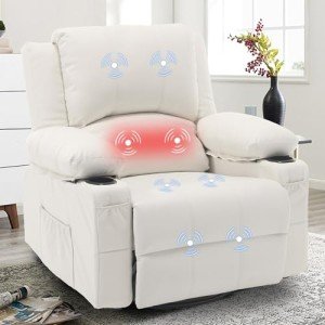 Massage & Heat Swivel Rocker Recliner Chair