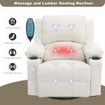 Massage & Heat Swivel Rocker Recliner Chair
