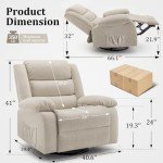 Beige 360° Swivel Massage Recliner Chair