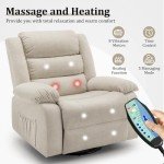 Beige 360° Swivel Massage Recliner Chair