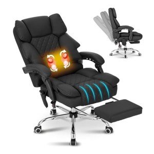 Heated Reclining Massage Office Chair with Footrest